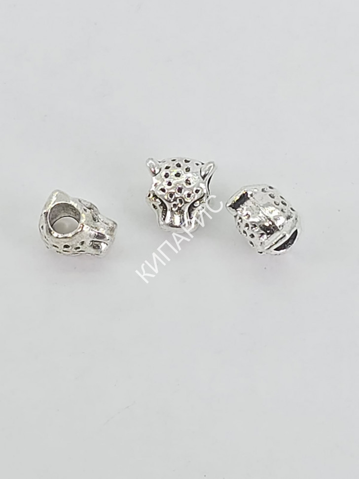 Бусина-разделитель "Леопард" для бижутерии 10 шт в уп, античное серебро, 11.7 мм х 8.7 мм отв 4.5 мм