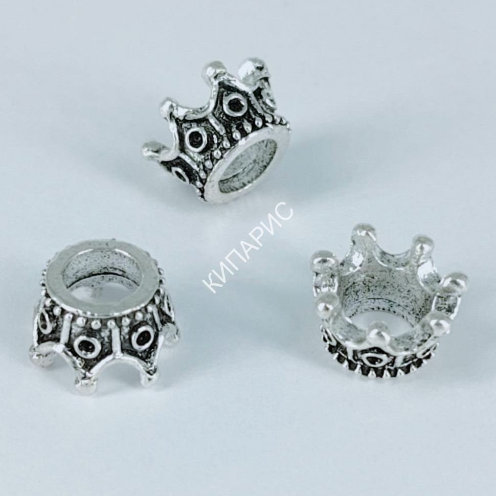 WhatsApp Image 2024-04-27 at 15.31.57 Разделитель "Винтажная корона" для бижутерии 5 шт в уп, античное серебро, 11 мм х 6,5 мм отв 5,3 мм